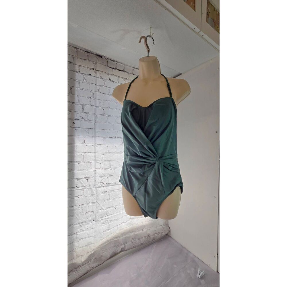 Nicole Miller Studio Womens Size Large Green Convertible One Piece Bathing Suit
